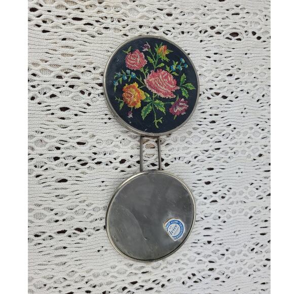 Vintage IW Rice Imports Japan Floral Flowers Folding Double Makeup Comact Mirror - Picture 6 of 8